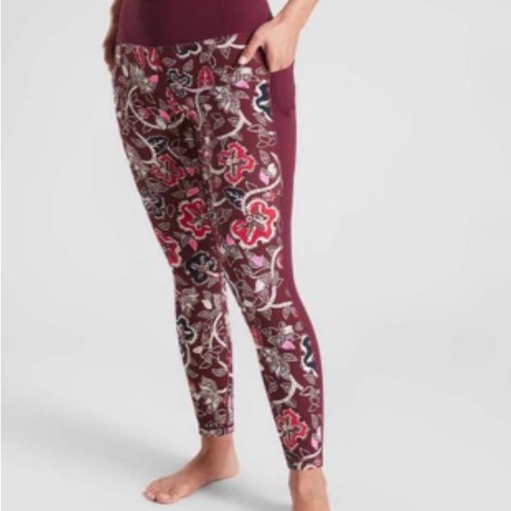 ATHLETA Floral Bottoms - Burgundy